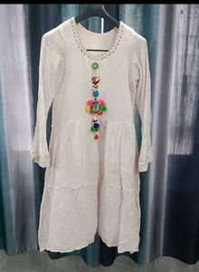 Elegant White Tiered Kurta Set