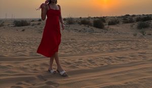 Fit and Flared Midi Side Slit Red Dress