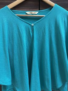 Teal Cape Style Top