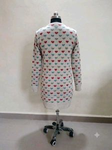 Cozy Heart Print Sweater Dress