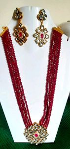 Beautiful crystals mala with wonderful locker and earrings....Awsm quality 👌 ❤ 😍 my hand made jewellery collection 😍