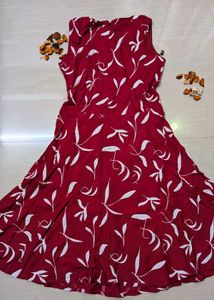 Red &amp; White Print Sundress