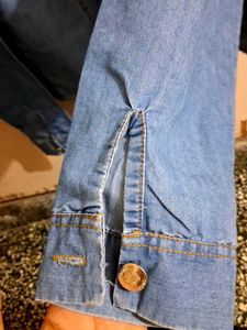 Denim Cropped Tie Front Shirt