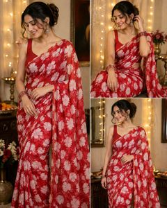 Beautiful Red Floral Saree