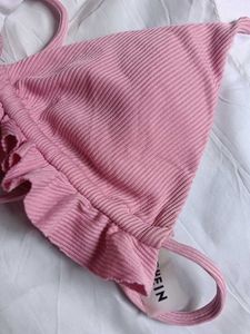 Pink Ruffled Bikini Top