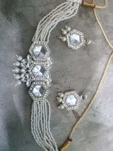 Exquisite Beaded Choker Set with Earrings
