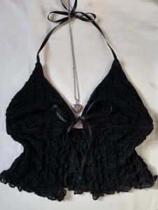 Shein Black Front tie top
