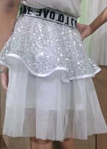 Sparkly Sequin Skirt with Tulle Overlay