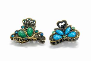 metal Jeweled Hair Claw Clip Set