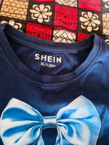 Cute Navy Blue Bow Crop Top