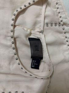 H&amp;M Peach Studded Sleeveless Top