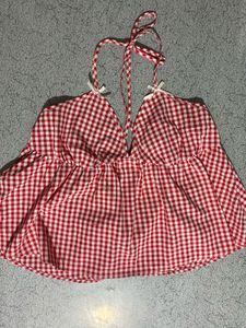 Red Gingham Halter Top