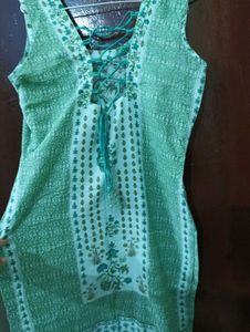 Green Printed Kurti with corset back