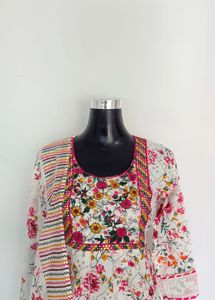 Floral Embroidered Kurta with sharara and dupatta