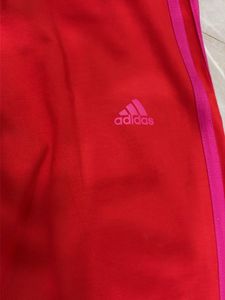 Red Activewear Pants with Pink Stripes