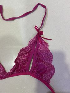 Pink Lace Bralette Tie up