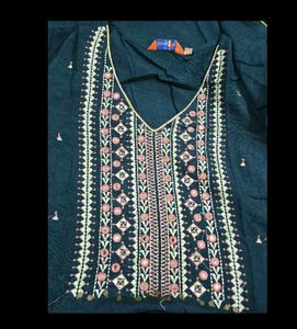 Embroidered Teal Kurti