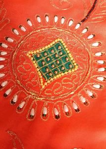 royal rajputi old time .Orange Embroidered Saree