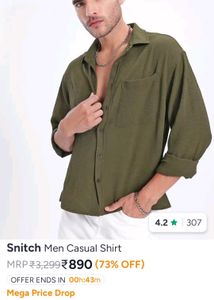 Boxy fit oversized Olive Green Shirt