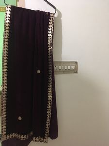 Purple Velvet Dupatta