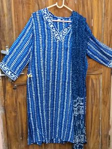BrandNew Blue&amp;WhitePrinted Kurta