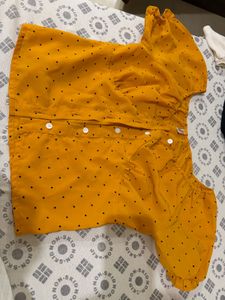 Cute Mustard Yellow Polka Dot Top