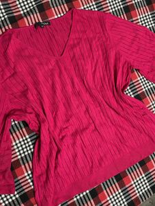 pink V-Neck knit Top