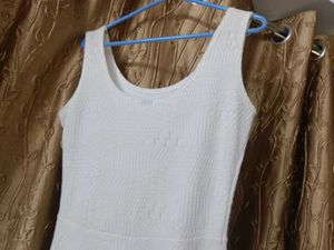 White Textured Fit &amp; Flare Dress