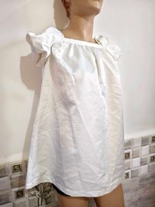 White Puff Sleeve Dress for Girls 8-9 years