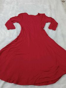 Vibrant Red Flowy Dress