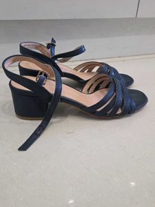 Navy Blue Strappy Block Heels