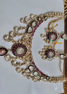 brand new real polki kundan necklace set