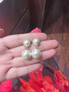 Elegant Double Pearl Drop Earrings