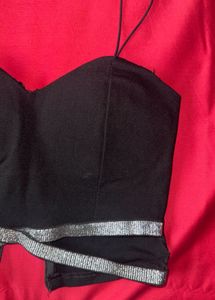 Padded Sparkling Black Crop Top