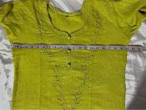 Lime Green Embroidered Kurti