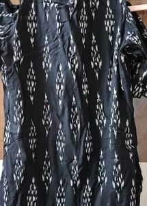 Black Ikat Print Kurta