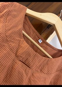 Orange Cold Shoulder Striped Top