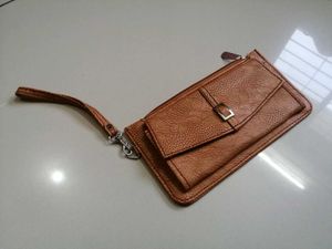 Stylish Brown Leather Wallet with Strap