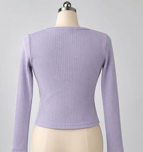H&amp;M Lavender Tie-Front Ribbed Crop Top