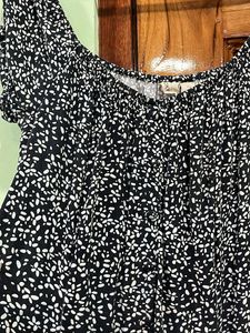 Black &amp; White Floral Off-Shoulder Dress