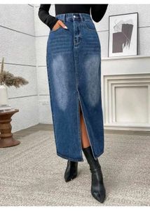 Classic Blue Denim Maxi Skirt