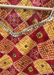 Red &amp; Yellow Bandhani Print Kurta