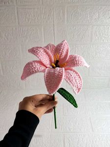 Handmade Crochet Pink Lily Flower