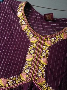 Elegant Purple Striped Kurta pant set