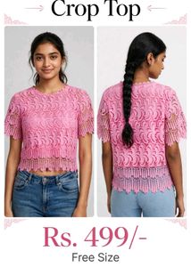 Pink Lace Cropped Top
