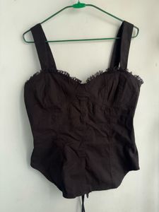 Newme Black Solid Tieup Top