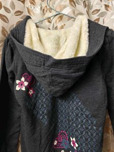 Grey Sweatshirt with Floral Detail