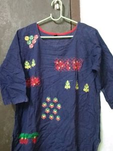Beautiful Embroidered Navy Blue Kurti Flawless