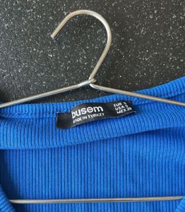 Blue V-Neck Ring Detail Crop Top