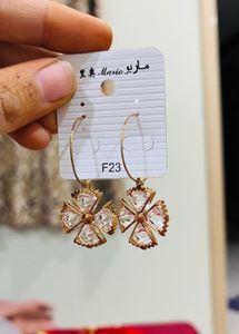 Elegant Crystal Flower Hoop Earrings